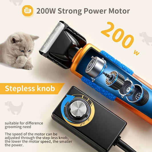 CGOLDENWALL Dog Hair Clipper for Grooming 200W Pet Clipper Kit with Spare Blade, Low Noise&Vibration, Animal Grooming Trimmer for Cat Sheep Dog 110-240V