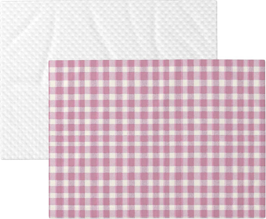 Waterproof Dog Blanket Soft Pet Blanket for Puppy Cat, Fleece Cat Throw Blankets for Furniture Bed Couch Sofa Reversible - Pastel Pink Gingham 3