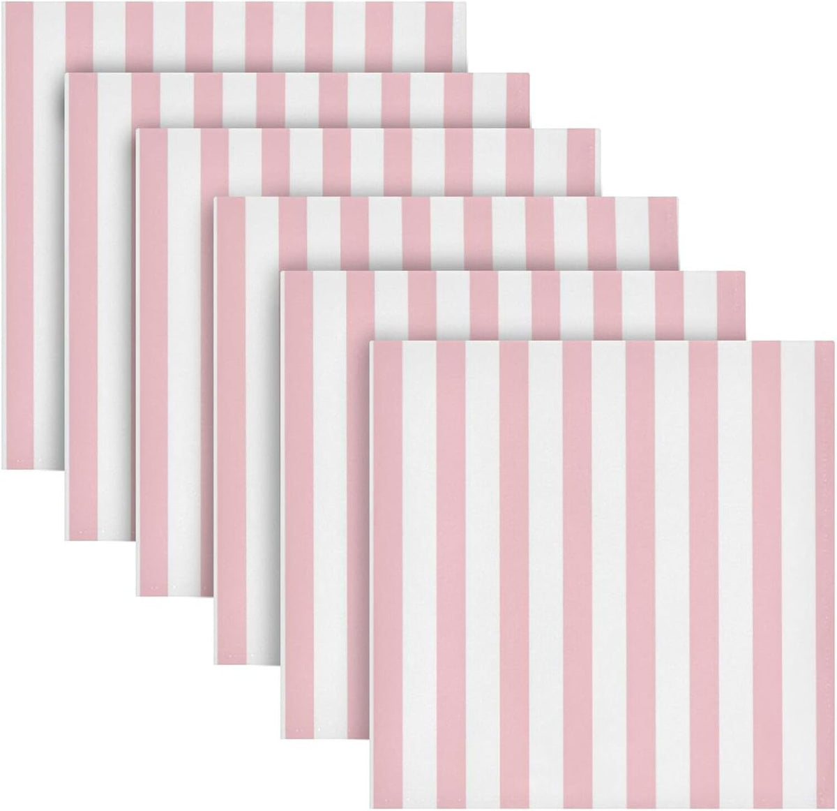 Pink Stripes Cloth Napkins Set of 6, Reusable Washable Oversized Table Napkins for Family Wedding Dinner Party Home Decor, 20 Inch