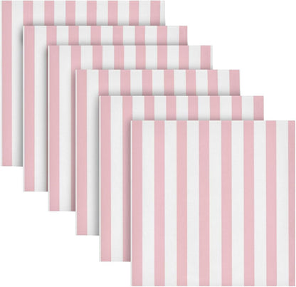Pink Stripes Cloth Napkins Set of 6, Reusable Washable Oversized Table Napkins for Family Wedding Dinner Party Home Decor, 20 Inch