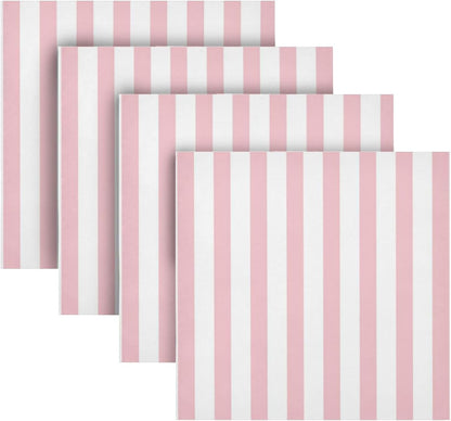Pink Stripes Cloth Napkins Set of 6, Reusable Washable Oversized Table Napkins for Family Wedding Dinner Party Home Decor, 20 Inch