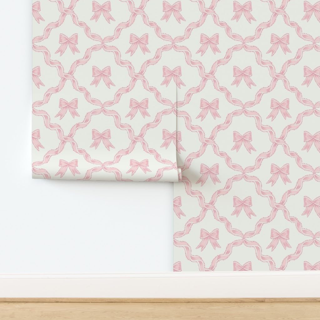 Pink Bow Ribbon Peel and Stick Wallpaper