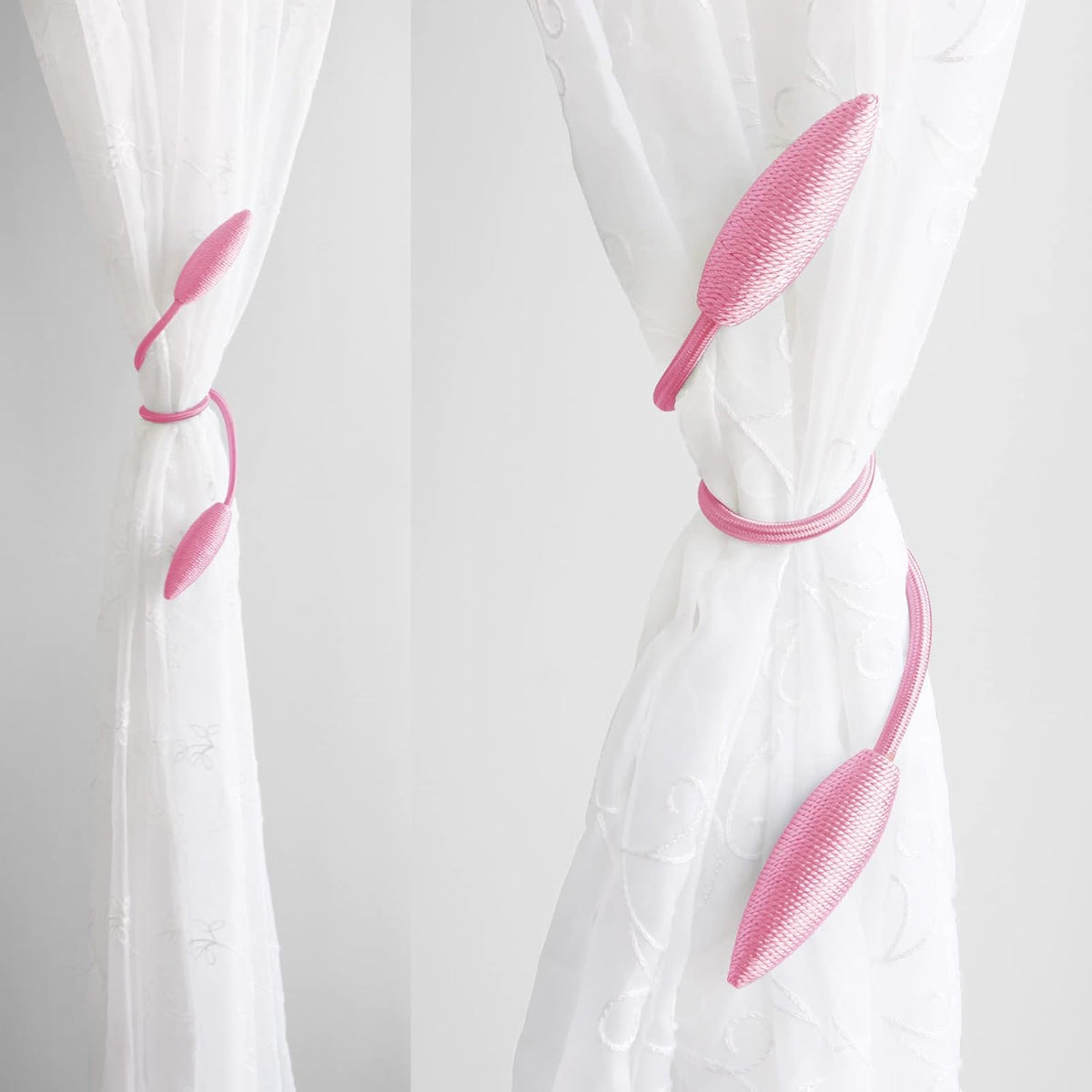 2 Pieces Curtain Tiebacks Clips Creative Window Drape Twist Tie Backs European Style Custom Made Curtain Holders Decorative Draperies Holdbacks, Pink