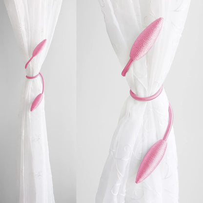 2 Pieces Curtain Tiebacks Clips Creative Window Drape Twist Tie Backs European Style Custom Made Curtain Holders Decorative Draperies Holdbacks, Pink