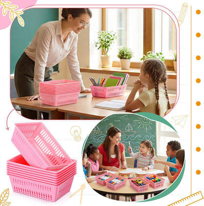 36 Pack Classroom Storage Baskets Small Plastic Baskets, Pink