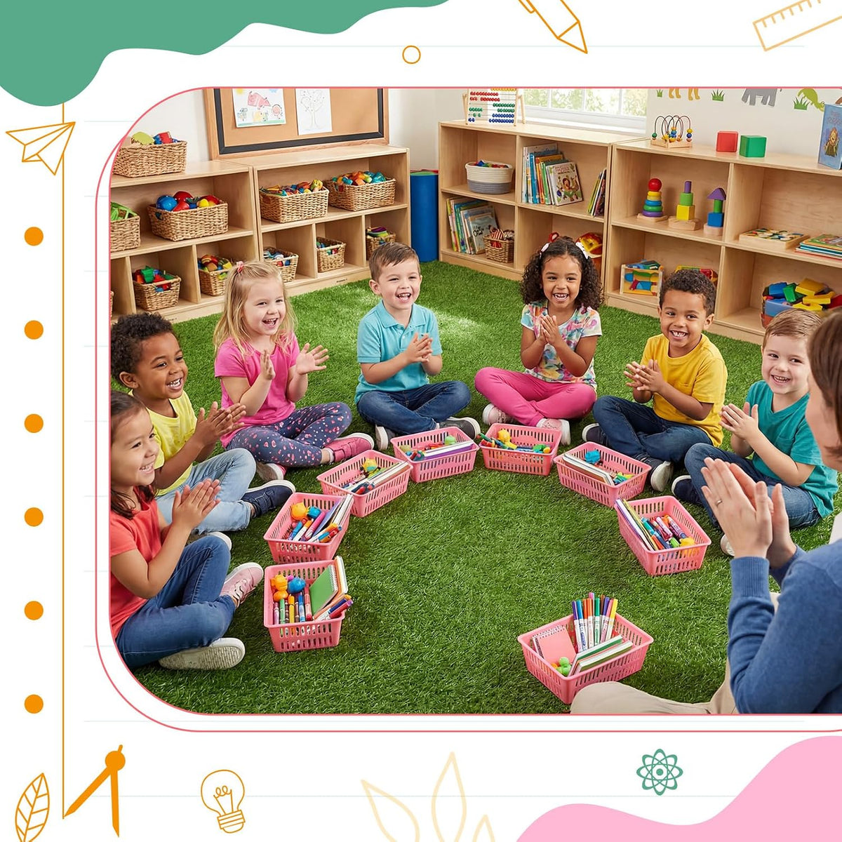 36 Pack Classroom Storage Baskets Small Plastic Baskets, Pink