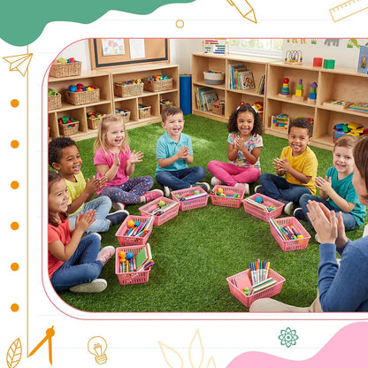 36 Pack Classroom Storage Baskets Small Plastic Baskets, Pink