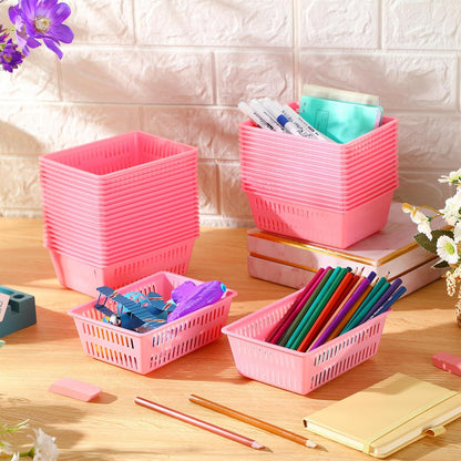 36 Pack Classroom Storage Baskets Small Plastic Baskets, Pink