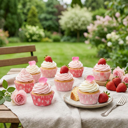 100 Pack Cupcake Liners Pink Cute Cupcake Liners Pink Floral Cupcakes Wrappers for Birthday Tea Themed Party Decor