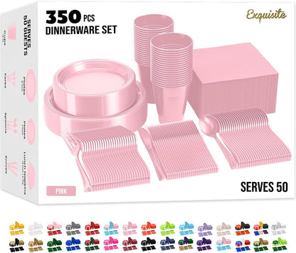 350 Pcs Pink Plates and Napkins Party Supplies Plate Sets