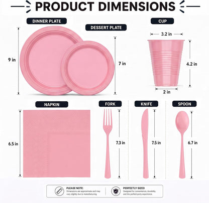 350 Pcs Pink Plates and Napkins Party Supplies Plate Sets