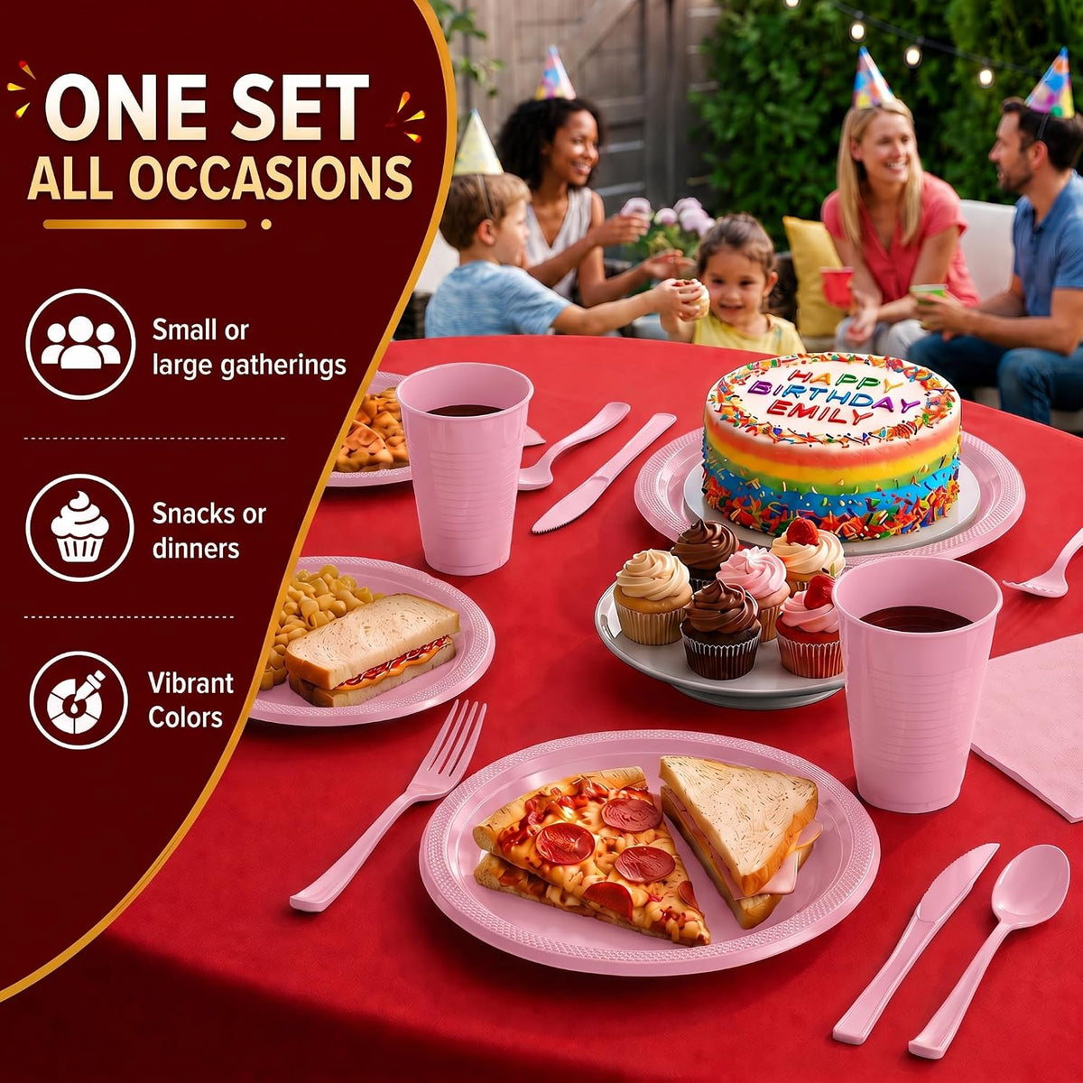 350 Pcs Pink Plates and Napkins Party Supplies Plate Sets