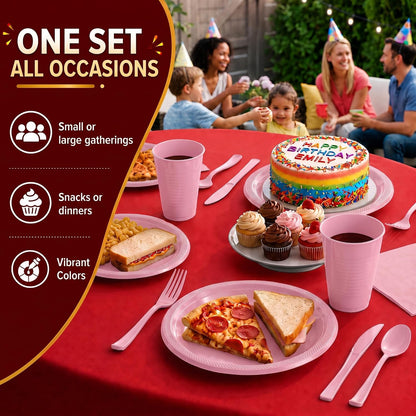 350 Pcs Pink Plates and Napkins Party Supplies Plate Sets