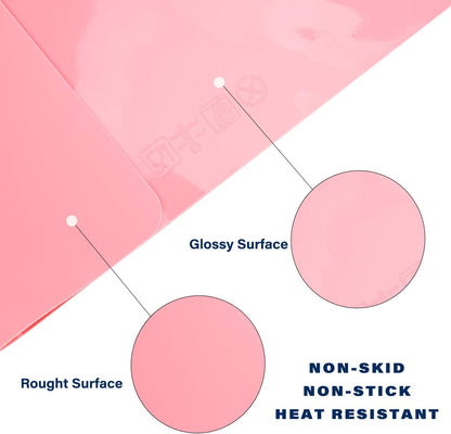 Makeup Mat for Vanity, 23.6"x15.7" Pink Silicone Mat, X-Large Silicone Sheet for Crafts, Art, Resin Epoxy, Jewelry Casting Molds, Reusable Nonstick Countertop Protector, Multipurpose Table Mat