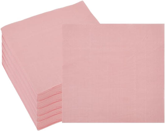 Ottin 100-pack Pink Wedding Paper Dinner Napkins 3-Ply 6.5 x 6.5 Inch Disposable Party Napkins for Birthday, Wedding, Mother's Day, Easter, Baby Shower, Spring Party, Tea Party