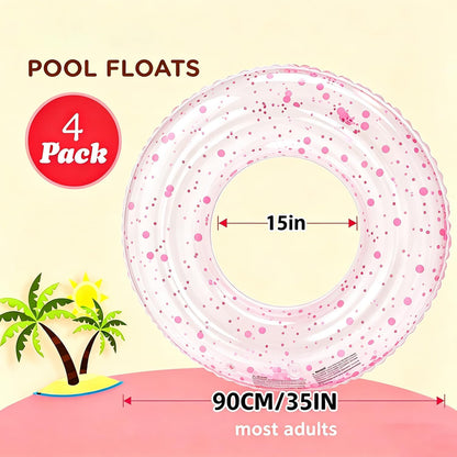 4PCS Tropical Floats for Adults Rings Party Theme Pool Float Large Swim Ring for Adults,35 Inch Teens Adult Inner Tubes Summer Beach Bachelorette Garland Kit Inflatable Tubes Floaties
