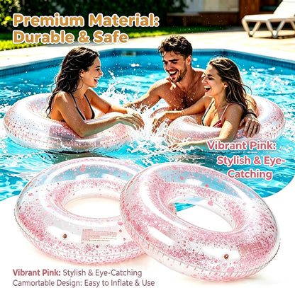 4PCS Tropical Floats for Adults Rings Party Theme Pool Float Large Swim Ring for Adults,35 Inch Teens Adult Inner Tubes Summer Beach Bachelorette Garland Kit Inflatable Tubes Floaties