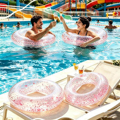 4PCS Tropical Floats for Adults Rings Party Theme Pool Float Large Swim Ring for Adults,35 Inch Teens Adult Inner Tubes Summer Beach Bachelorette Garland Kit Inflatable Tubes Floaties