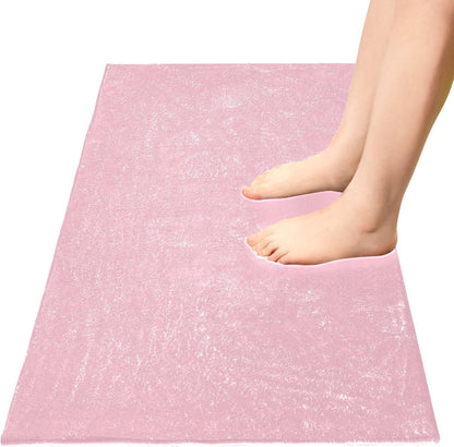Pink Solid Color Bath Mat 39x20 Inch, Soft Absorbent Plush Rug, Non-Slip Washable Floor Mat for Bathroom Bedroom Kitchen Entryway Carpet