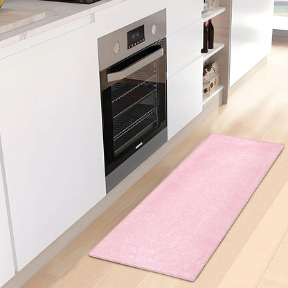 Pink Solid Color Bath Mat 39x20 Inch, Soft Absorbent Plush Rug, Non-Slip Washable Floor Mat for Bathroom Bedroom Kitchen Entryway Carpet