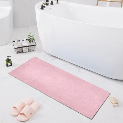 Pink Solid Color Bath Mat 39x20 Inch, Soft Absorbent Plush Rug, Non-Slip Washable Floor Mat for Bathroom Bedroom Kitchen Entryway Carpet