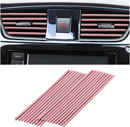20PCS Waterproof Bendable Car Air Vent Trim Strips, Pink