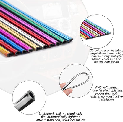 20PCS Waterproof Bendable Car Air Vent Trim Strips, Pink