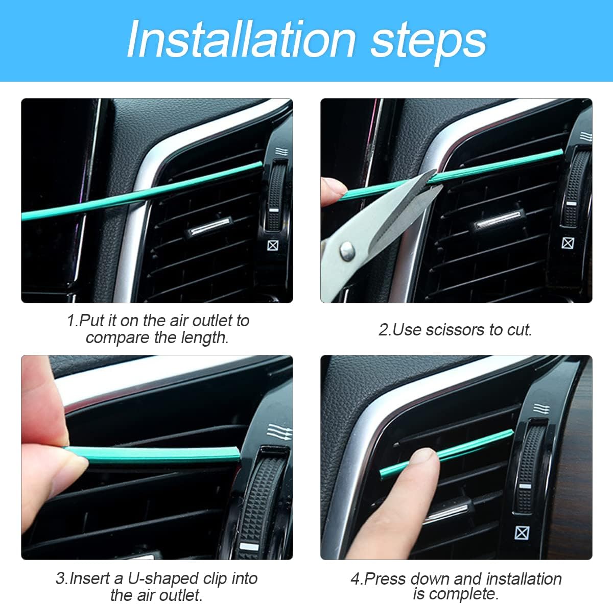 20PCS Waterproof Bendable Car Air Vent Trim Strips, Pink