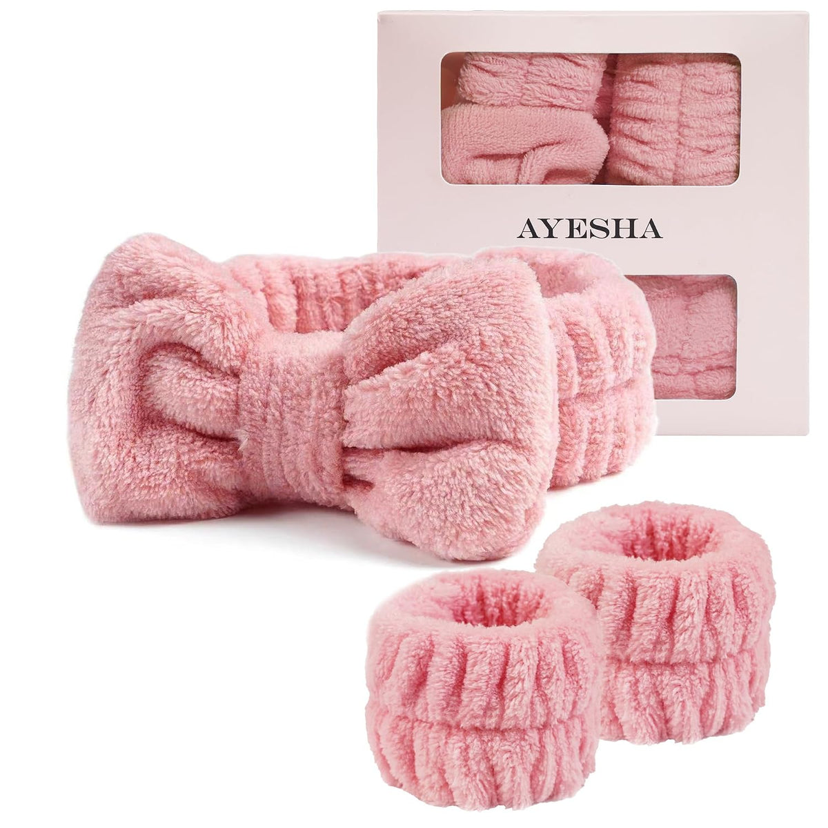 Spa Headband and Wristband Set for Washing Face Skincare Makeup