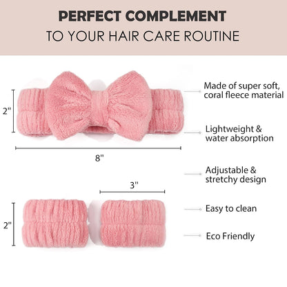 Spa Headband and Wristband Set for Washing Face Skincare Makeup