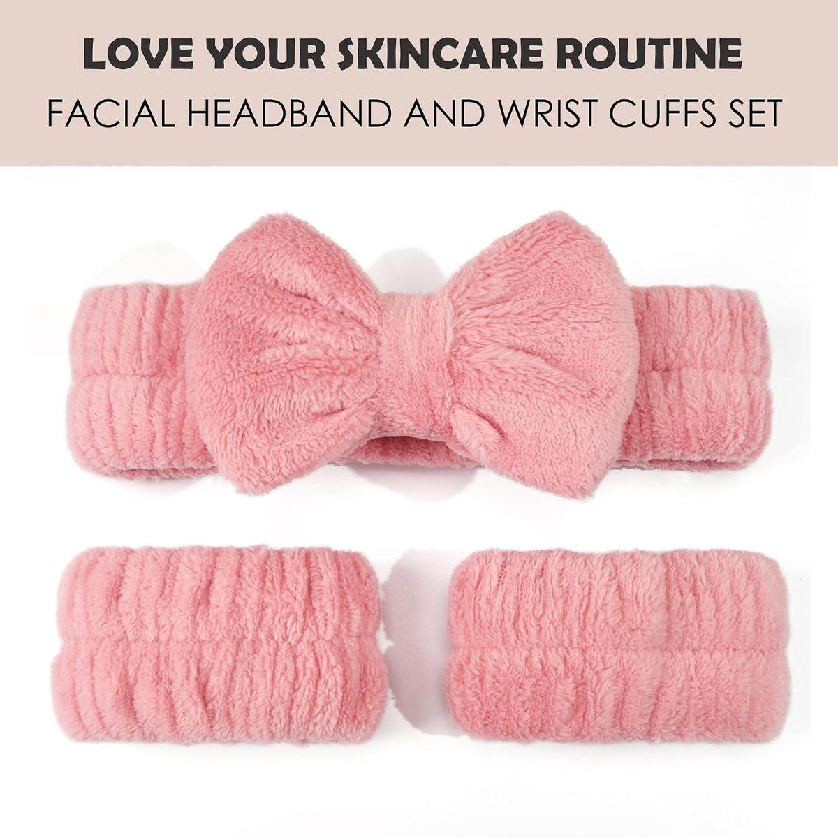 Spa Headband and Wristband Set for Washing Face Skincare Makeup