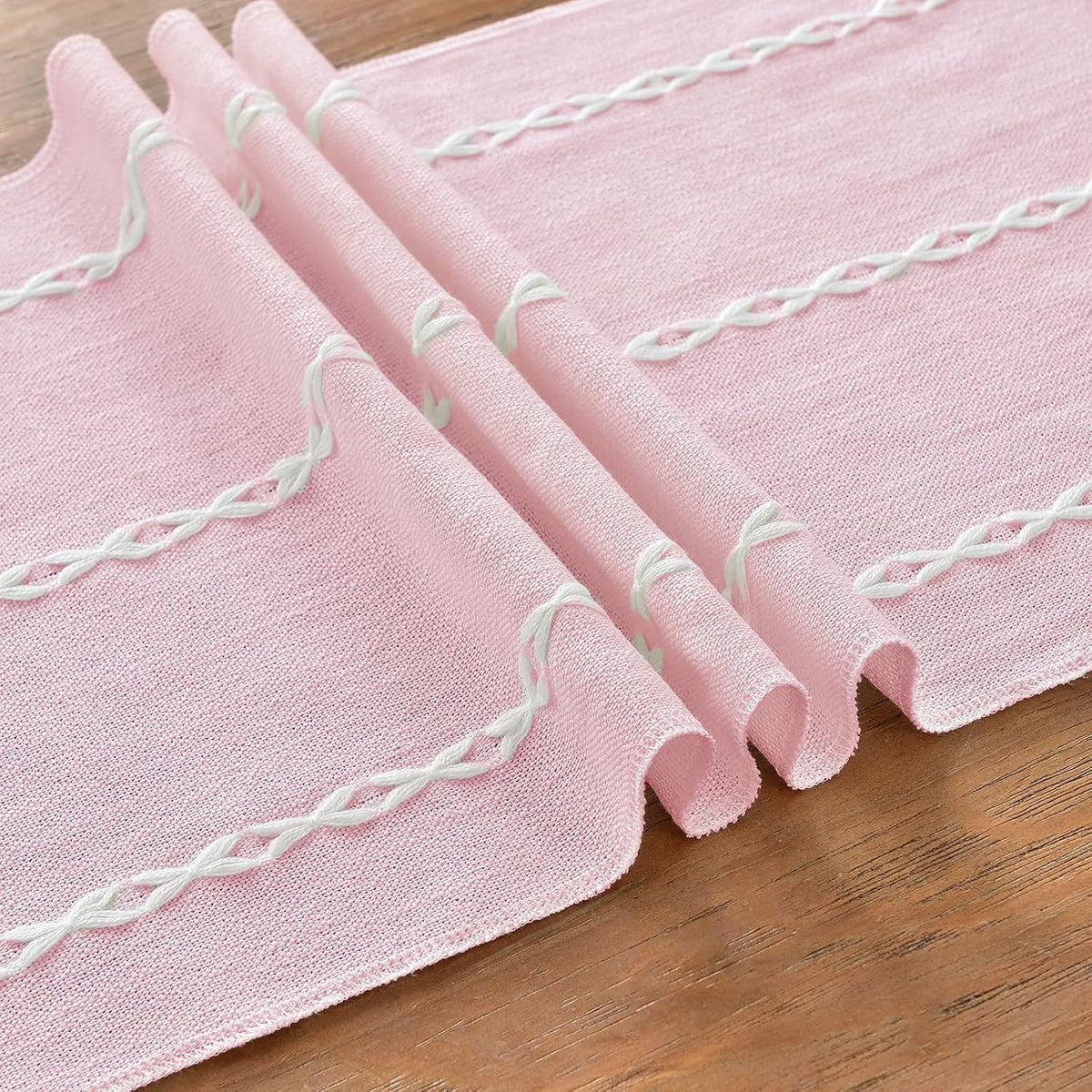 Rustic Linen Table Runner, Pink Table Runners 72 inches Long