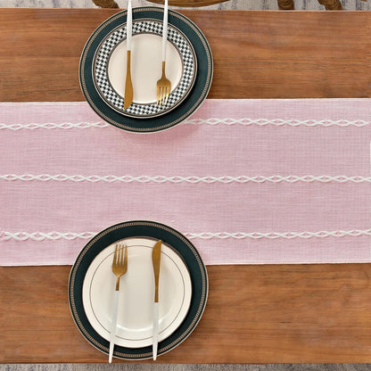 Rustic Linen Table Runner, Pink Table Runners 72 inches Long