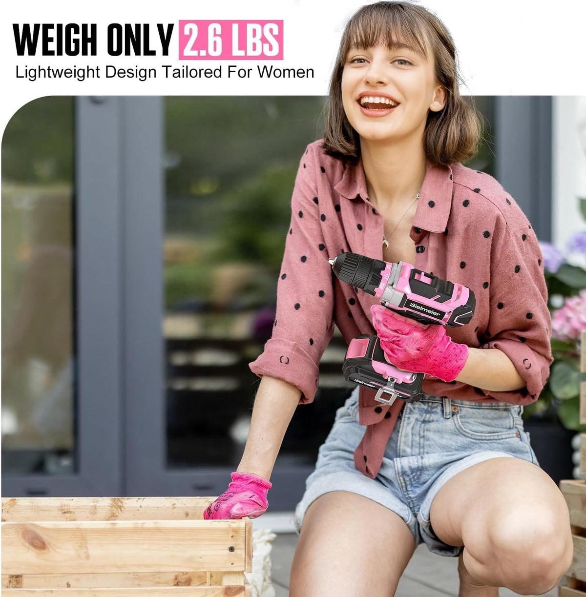 20V 236Pcs Cordless Pink Drill Set for Women, Home Tool Kit