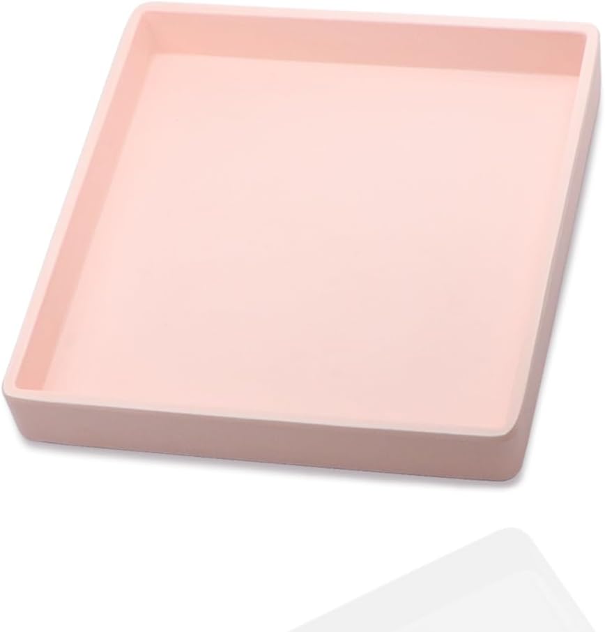 Small Square Serving Tray (5.9 inch), Hard Plastic Pink Tray