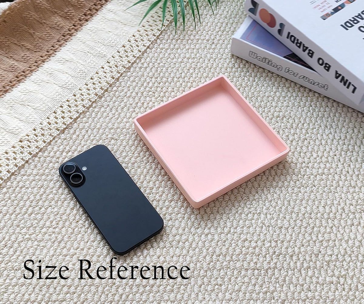 Small Square Serving Tray (5.9 inch), Hard Plastic Pink Tray