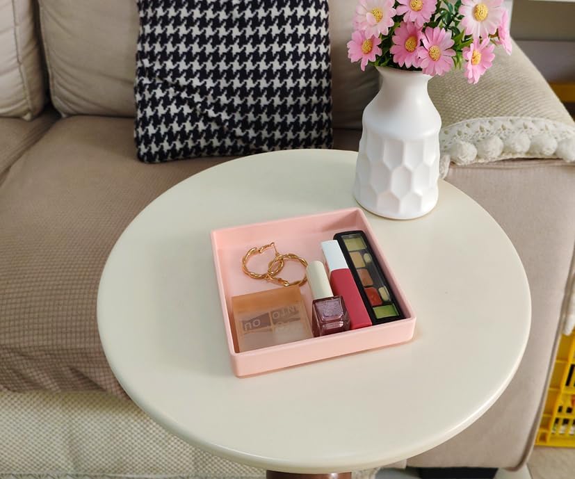 Small Square Serving Tray (5.9 inch), Hard Plastic Pink Tray