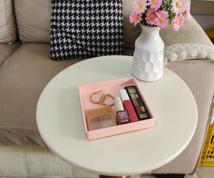 Small Square Serving Tray (5.9 inch), Hard Plastic Pink Tray