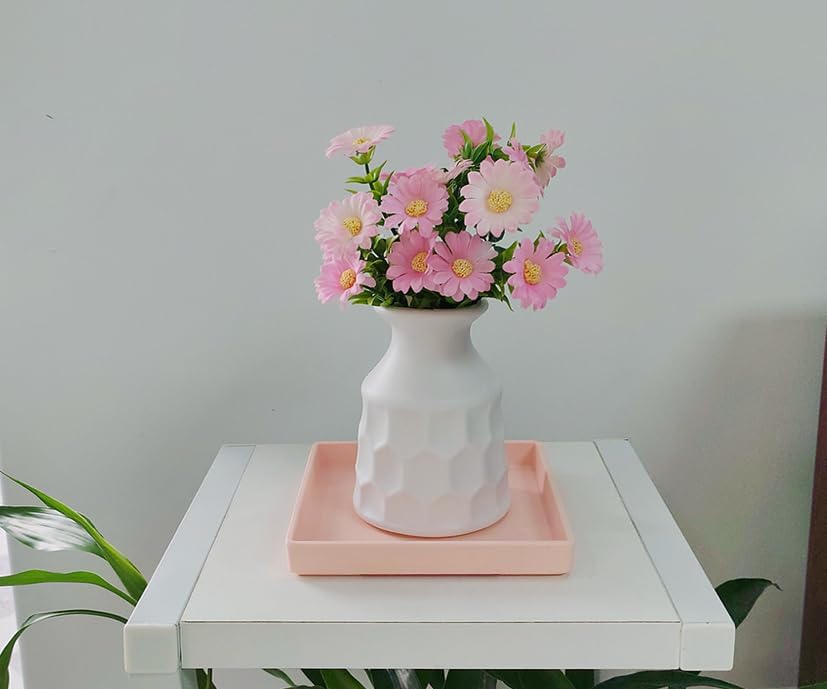 Small Square Serving Tray (5.9 inch), Hard Plastic Pink Tray