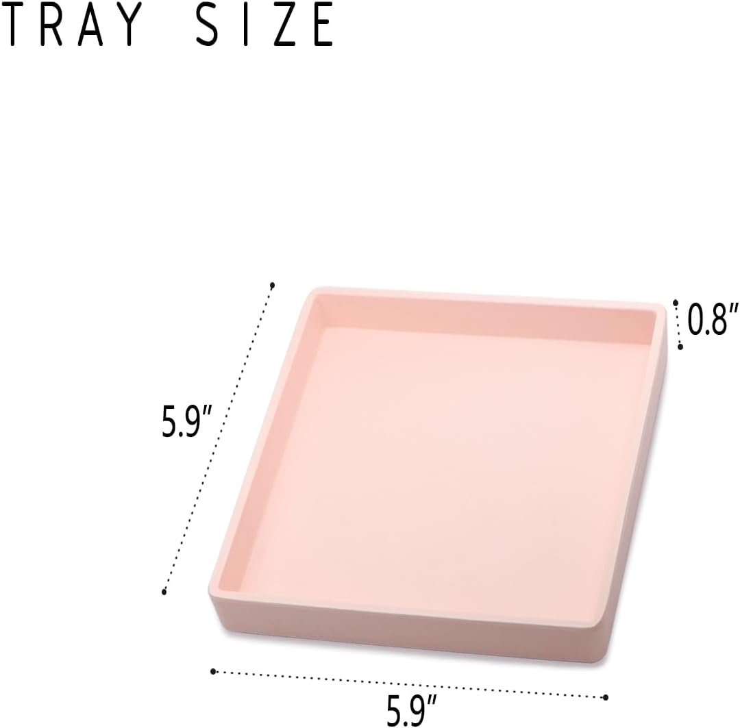 Small Square Serving Tray (5.9 inch), Hard Plastic Pink Tray
