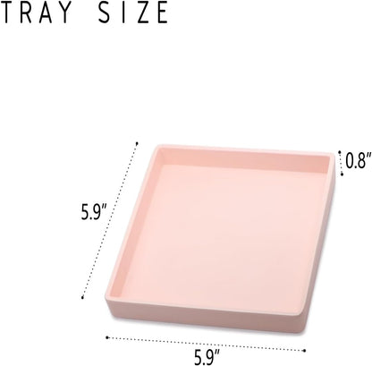 Small Square Serving Tray (5.9 inch), Hard Plastic Pink Tray