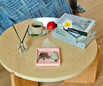Small Square Serving Tray (5.9 inch), Hard Plastic Pink Tray