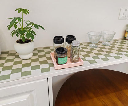 Small Square Serving Tray (5.9 inch), Hard Plastic Pink Tray