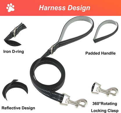Dog Harness Small Sized and Leash Set, No Pull Soft Mesh Puppy Vest, Reflective Breathable Lightweight Pet Harness, Harness for Small Medium Dogs and Cats - Black Pink, M