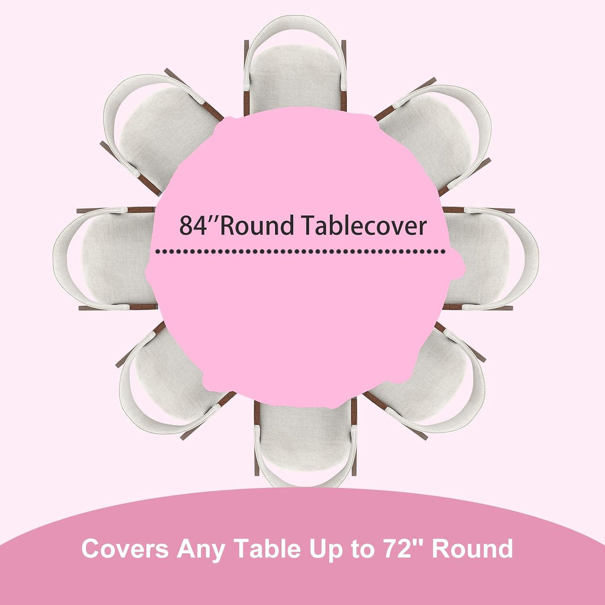 10 Pcs Pink Round Plastic Table Cloth Disposable, 84 Inch
