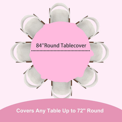 10 Pcs Pink Round Plastic Table Cloth Disposable, 84 Inch