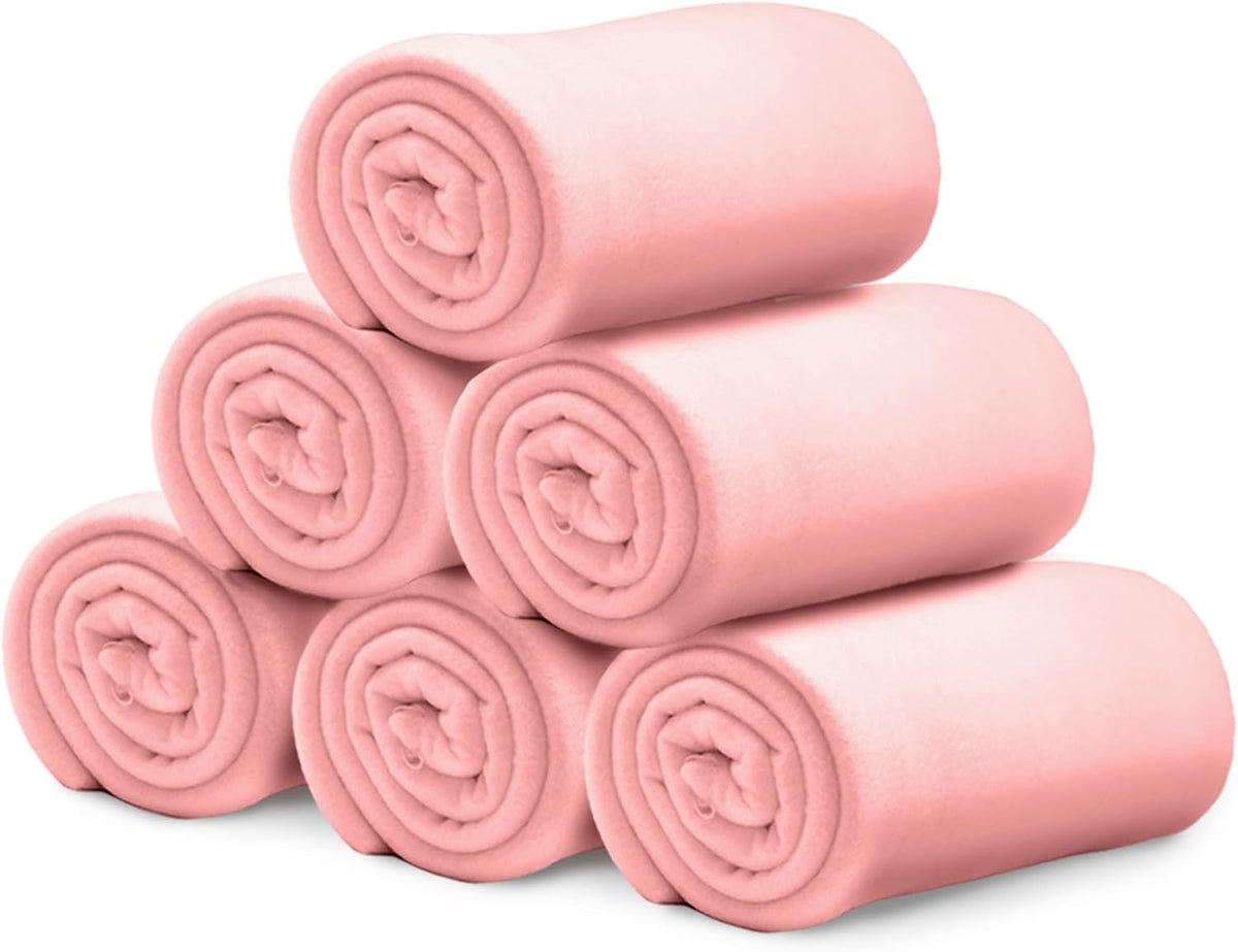 6 PCS Fleece Throw Blankets Bulk 60 x 50 in Soft Blankets Fabric Warm Lightweight Wool Blanket Cozy Coverlet for Beds Sofas Home for All Seasons (6, Pink, 50"x60")