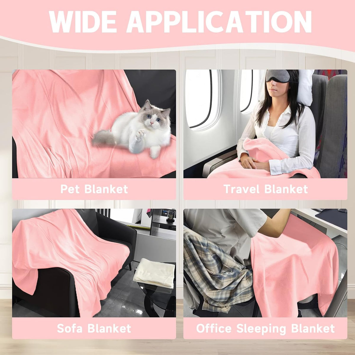 6 PCS Fleece Throw Blankets Bulk 60 x 50 in Soft Blankets Fabric Warm Lightweight Wool Blanket Cozy Coverlet for Beds Sofas Home for All Seasons (6, Pink, 50"x60")