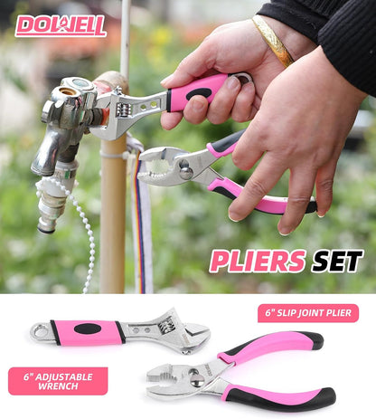 Tool Set, 140PCS Pink Household Tool Kit for Women