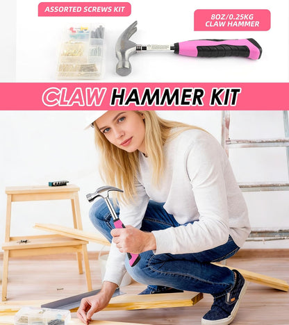 Tool Set, 140PCS Pink Household Tool Kit for Women